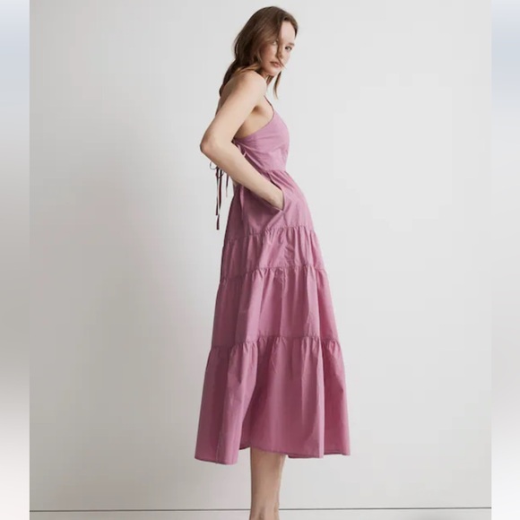 Madewell Sidonie Poplin Maxi Dress Pink Sleeveless Dress. Size M. Style NL119 - Picture 2 of 12